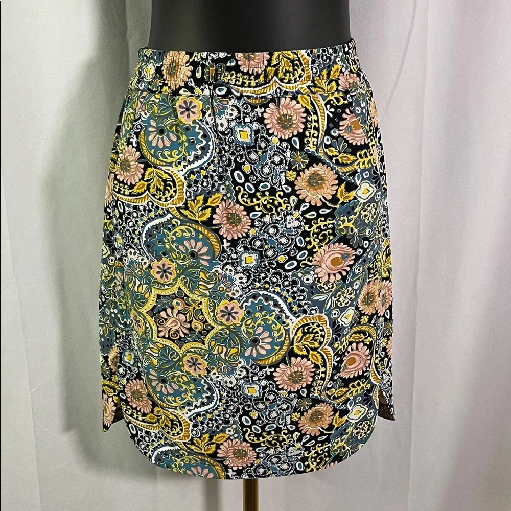 LOFT Multicolor Paisley Print Pull-On Skirt